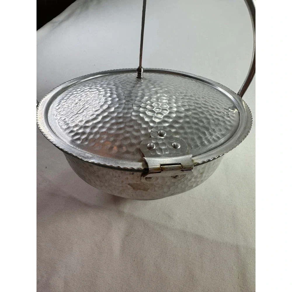 Nasco Italy Silent Butler Hammered‎ Aluminum Divided Glass Insert 8